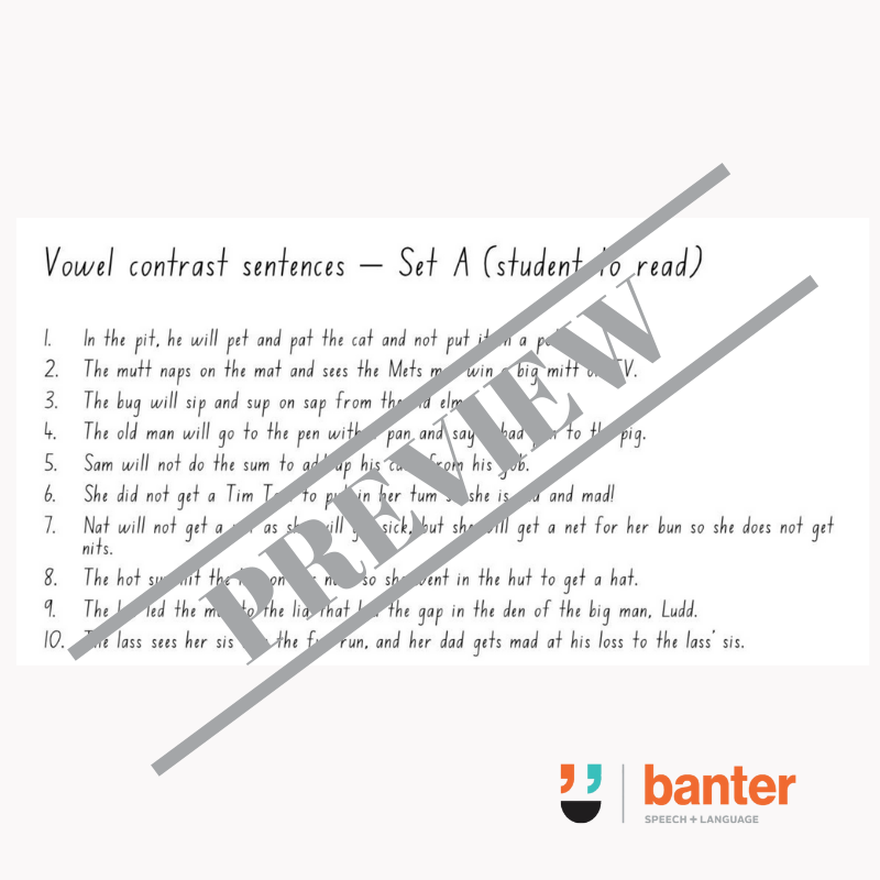 Banter Early Reading Program: Workbook 01