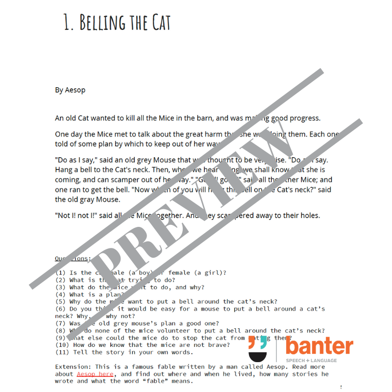 Banter Workbook: 65 Short Reading Passages for Primary School Students