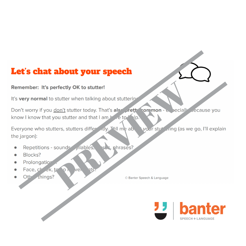 Stutter-Affirming Initial Consultation Pack for School-Age Children and Teenagers