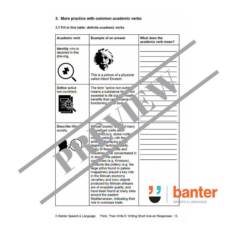 Think Then Write 8: Writing Responses to Short Answer Questions Workbook