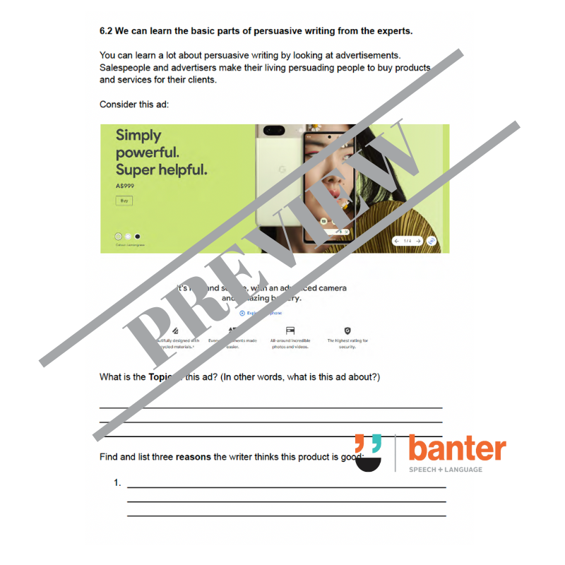 Think Then Write 7: Persuasive Writing Foundations Workbook