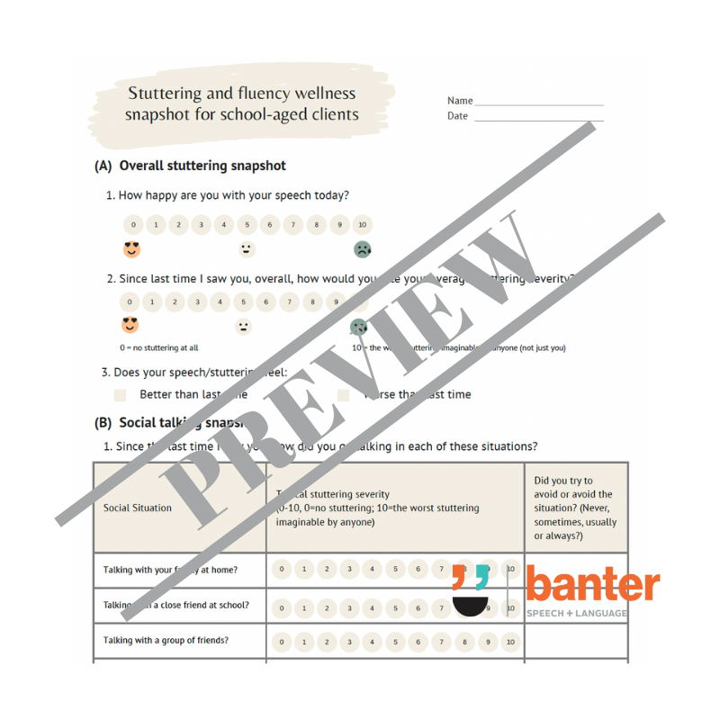 Stutter-Affirming Initial Consultation Pack for School-Age Children and Teenagers